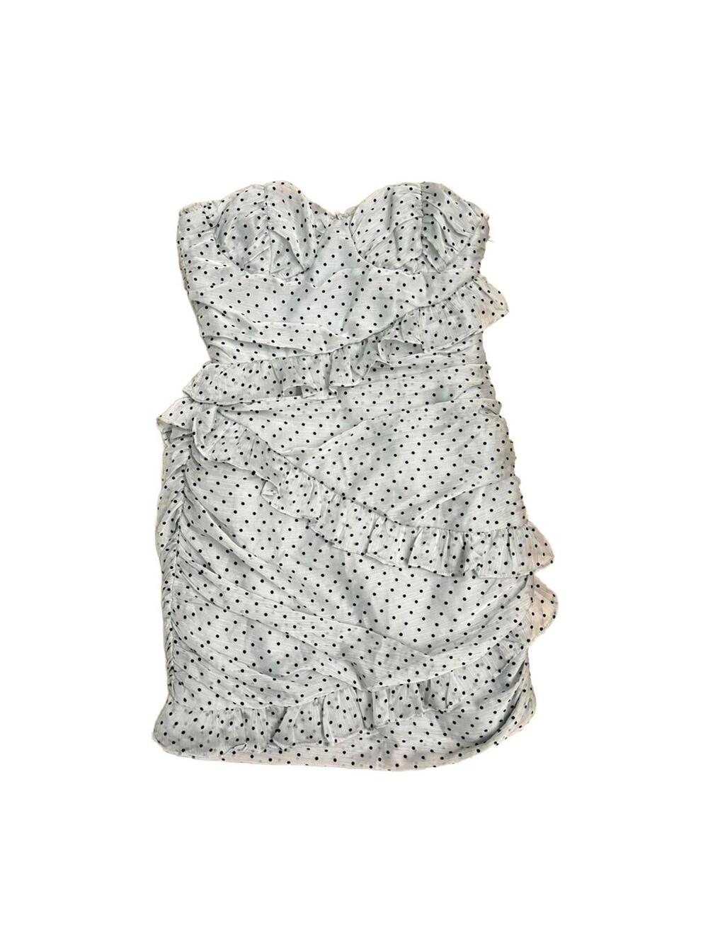NWT Hello Molly Mimosa Time Blue and Black Polka Dot Ruffle Mini Dress- Size 4 - Picture 2 of 8